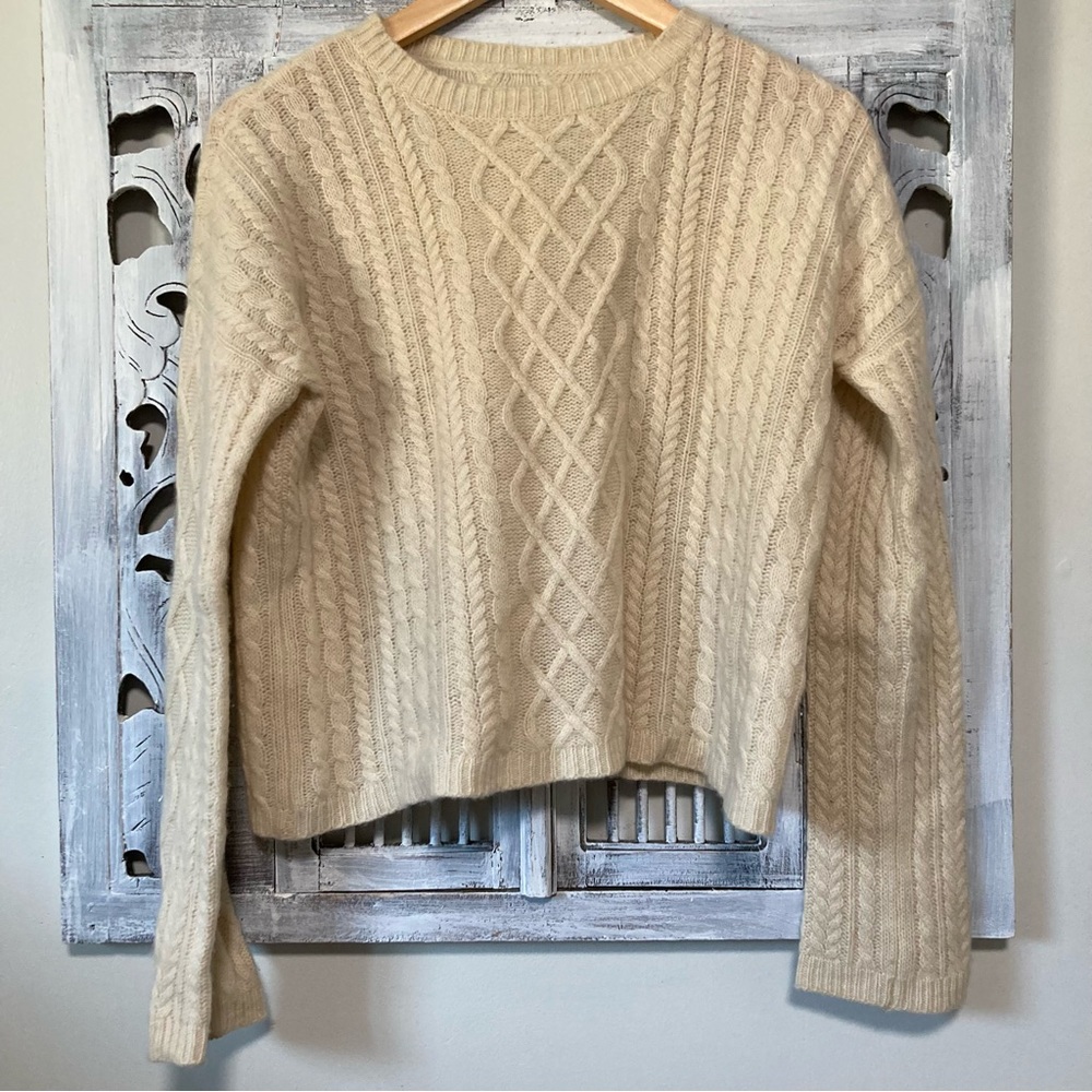 Reformation Cream Cable Knit Crewneck Sweater
